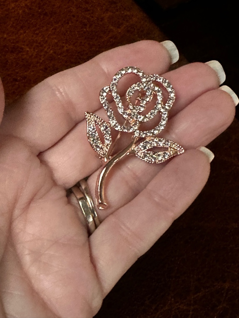 Crystal Rose Pin Brooch rose gold